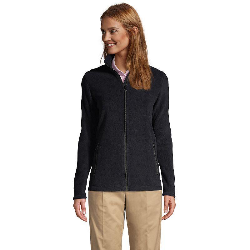 Women's Lands' End Full-Zip Long Sleeve Fleece Jacket, Size: Small, Green Product Image