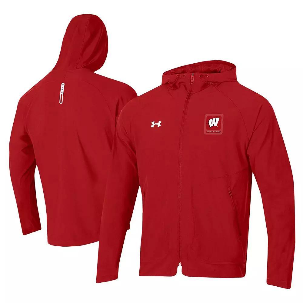 Men's Under Armour Red Wisconsin Badgers Unstoppable Raglan Full-Zip Jacket, Size: Medium Product Image