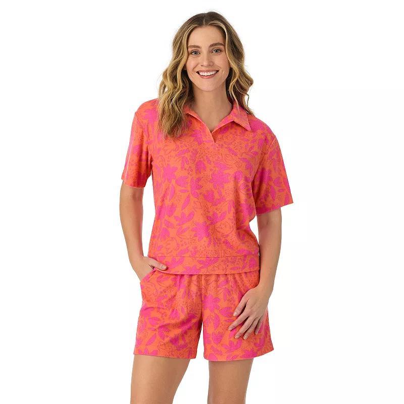 Womens Cuddl Duds Short Sleeve Sleep Sweatshirt & Bermuda Shorts Set Product Image