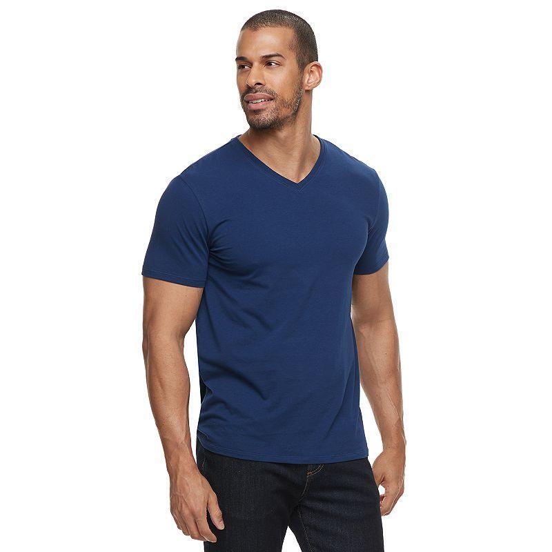 Men's Apt. 9® Premier Flex Short Sleeve V-Neck Tee, Size: Medium, Blue Navy Product Image