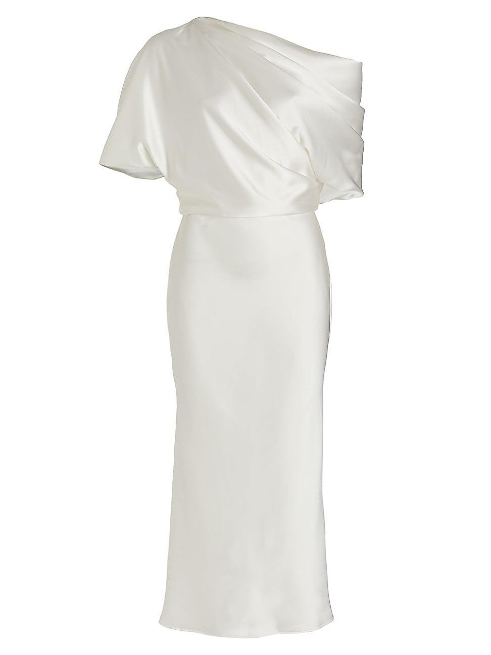 Womens Draped Satin Pencil Midi-Dress Product Image