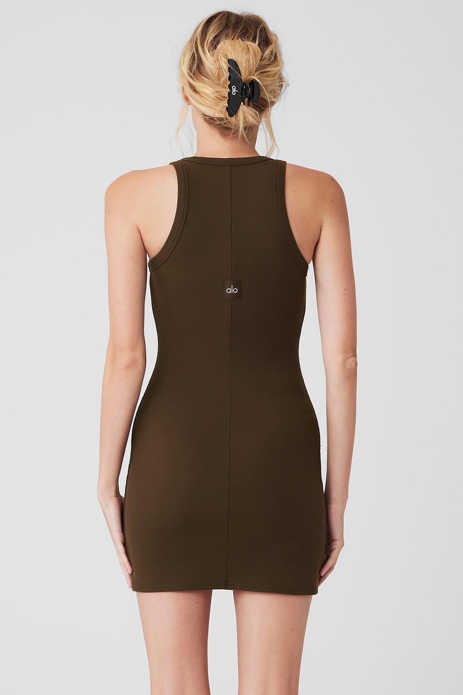 Goddess Ribbed Go-To Dress - Espresso Product Image