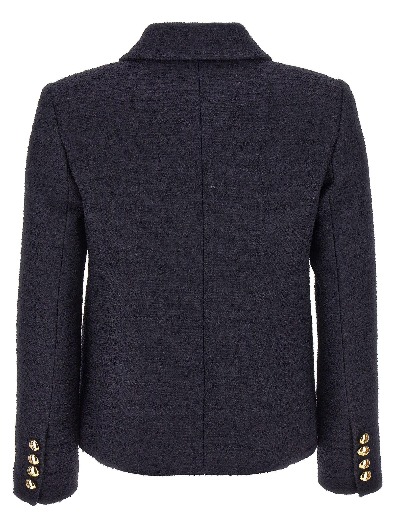 VALENTINO Tweed Crop Jacket In Blue Product Image