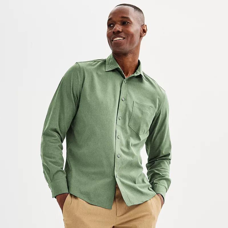 Men's FLX Performance Untucked-Fit Long Sleeve Button Down Shirt, Size: Medium, Brindle Product Image