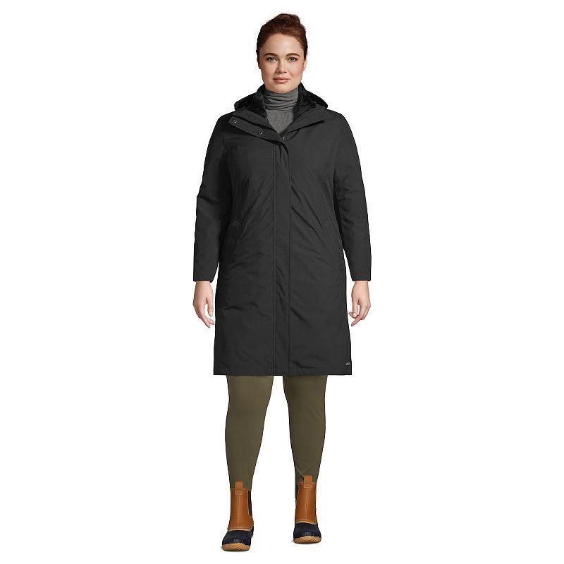 Plus Size Lands End Insulated 3-in-1 Primaloft Parka, Womens Black Grey Product Image