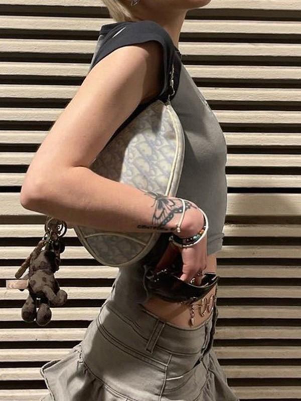 Contrast Color Print Slim Short Sleeve Tee Product Image