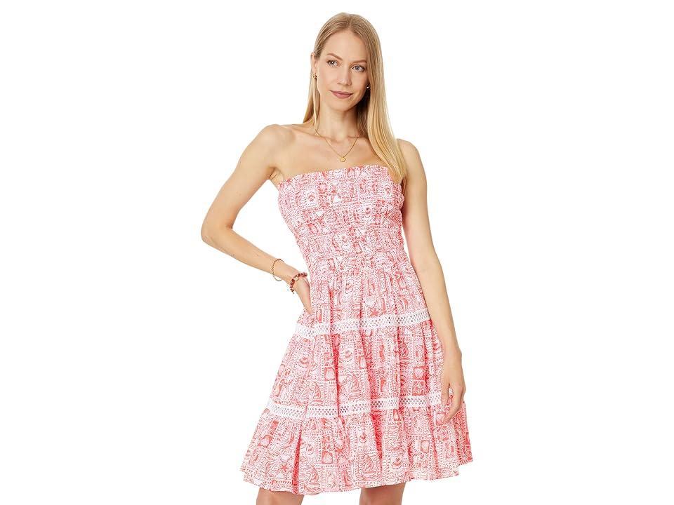 Lilly Pulitzer Kelvina Strapless Smocked (Mizner Red Seaside Harbour) Women's Dress Product Image