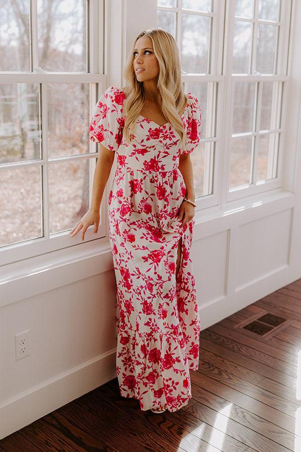 Sweet Surprise Floral Maxi Dress in Hot Pink Product Image