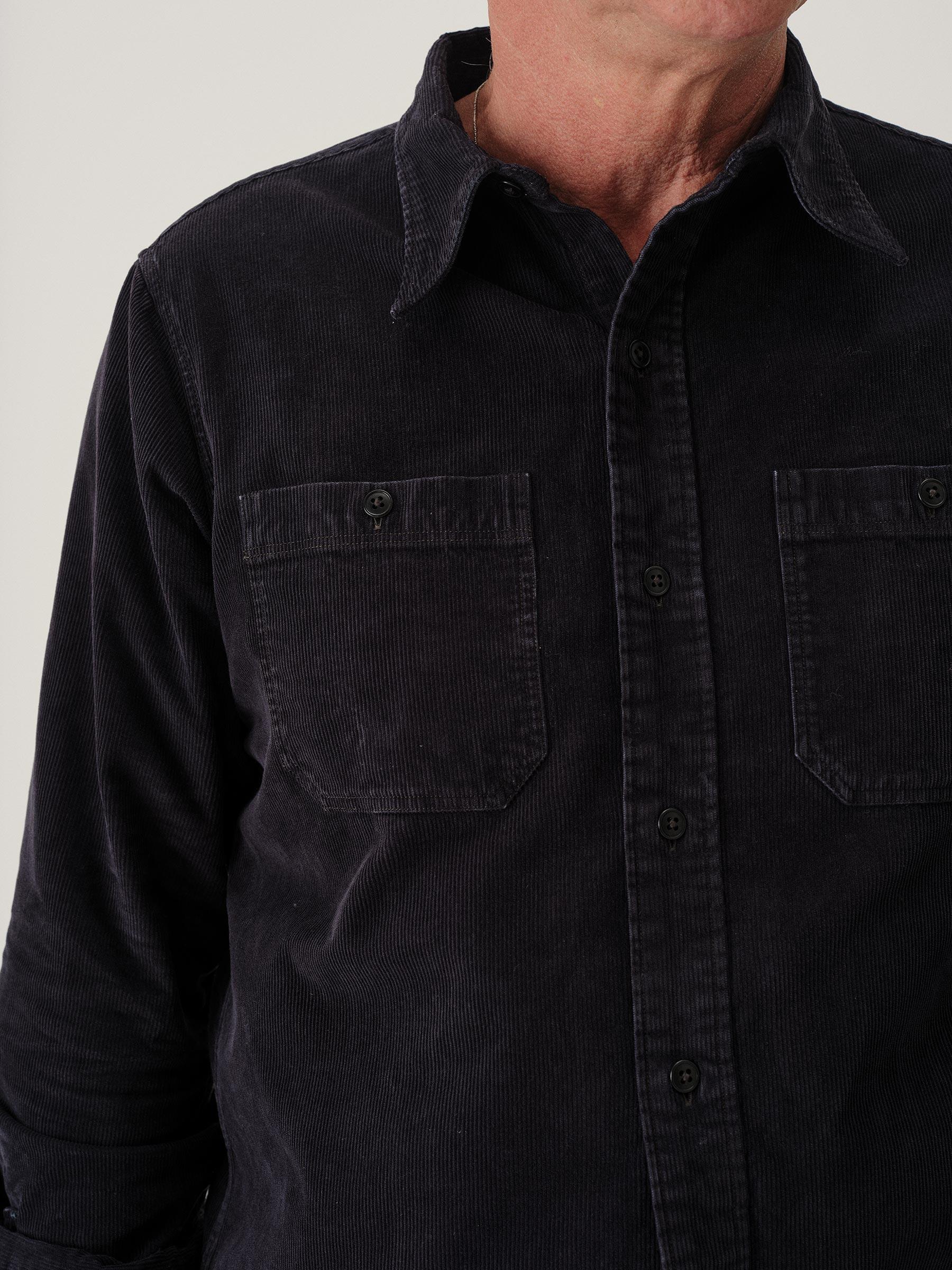 Dress Navy Draped Twill One Pocket Shirt Product Image