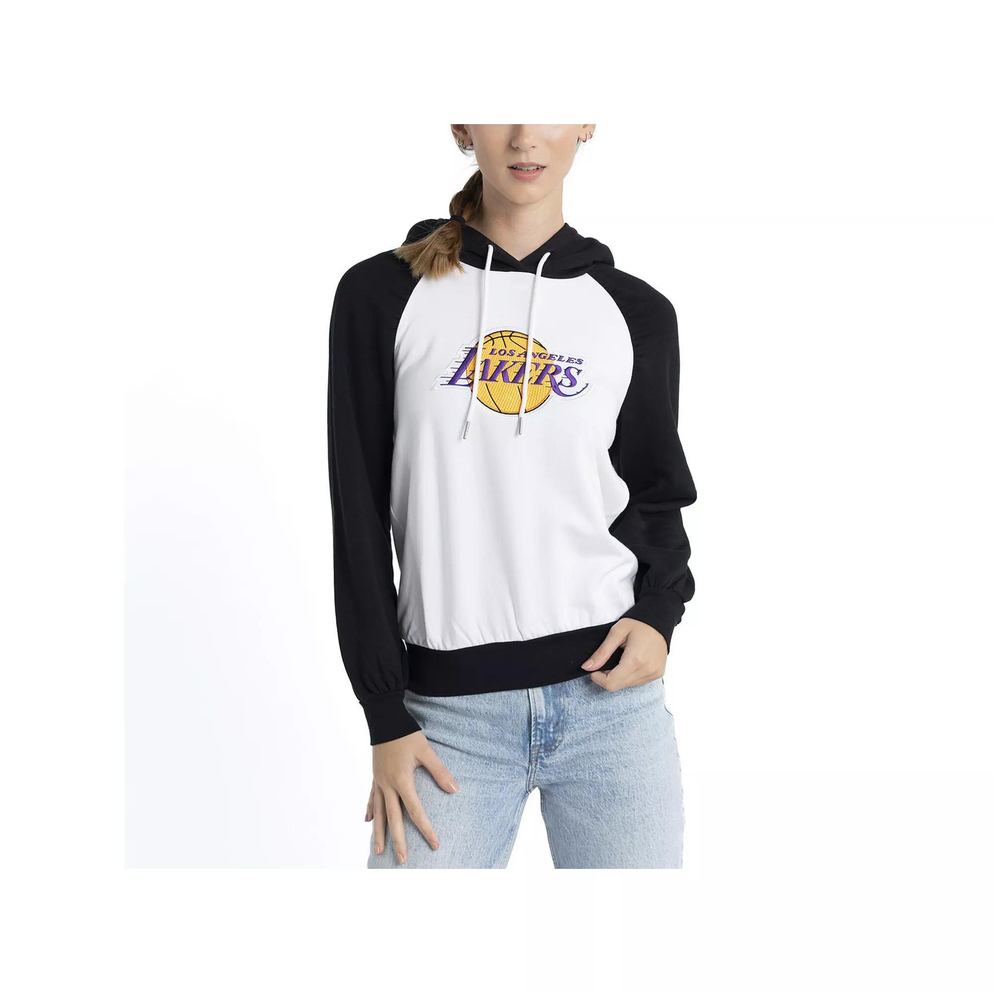 Women's Lusso White Los Angeles Lakers Marlowe Tri-Blend Raglan Pullover Hoodie, Size: Small Product Image