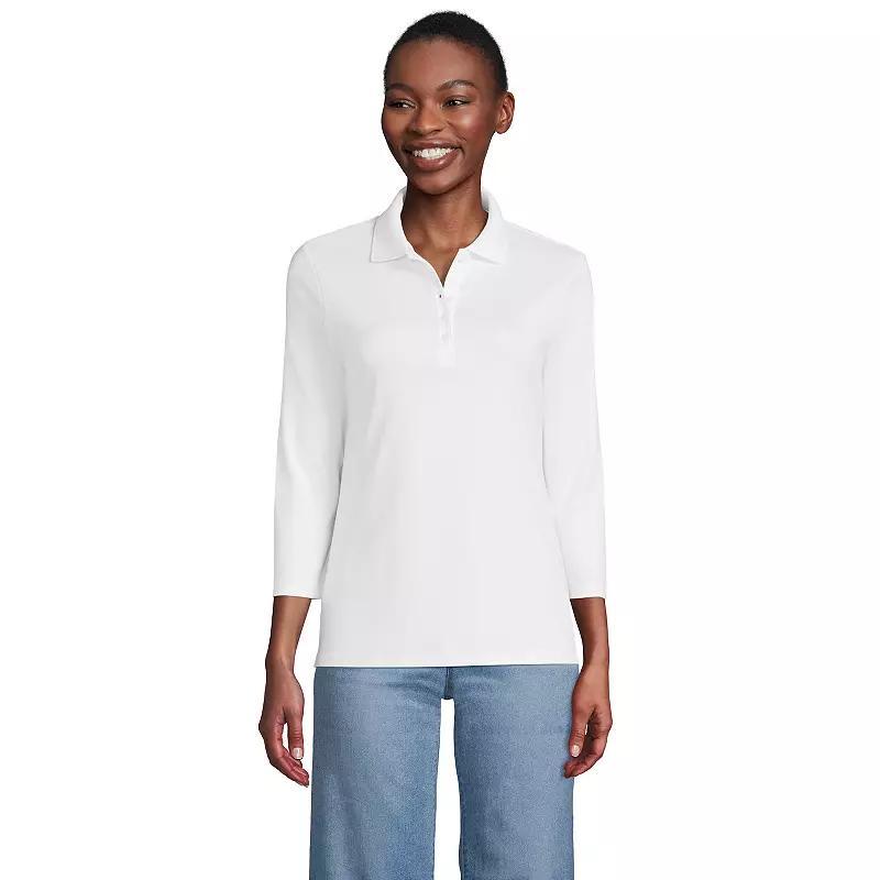 Women's Lands' End Supima Cotton 3/4-Sleeve Polo Shirt,  Product Image