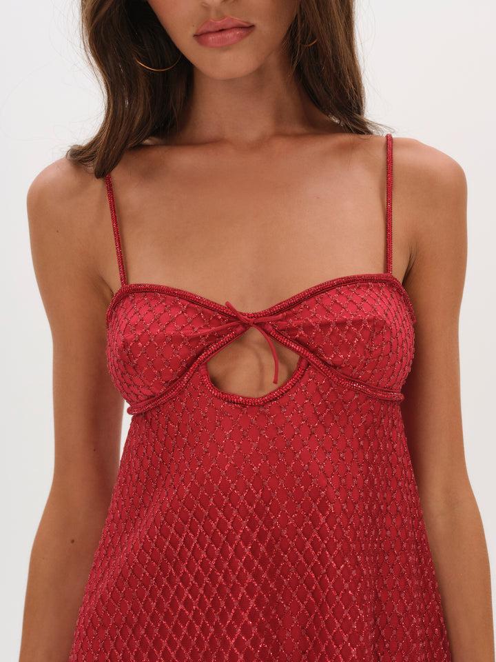 Glitter Slip Dress — Red Product Image