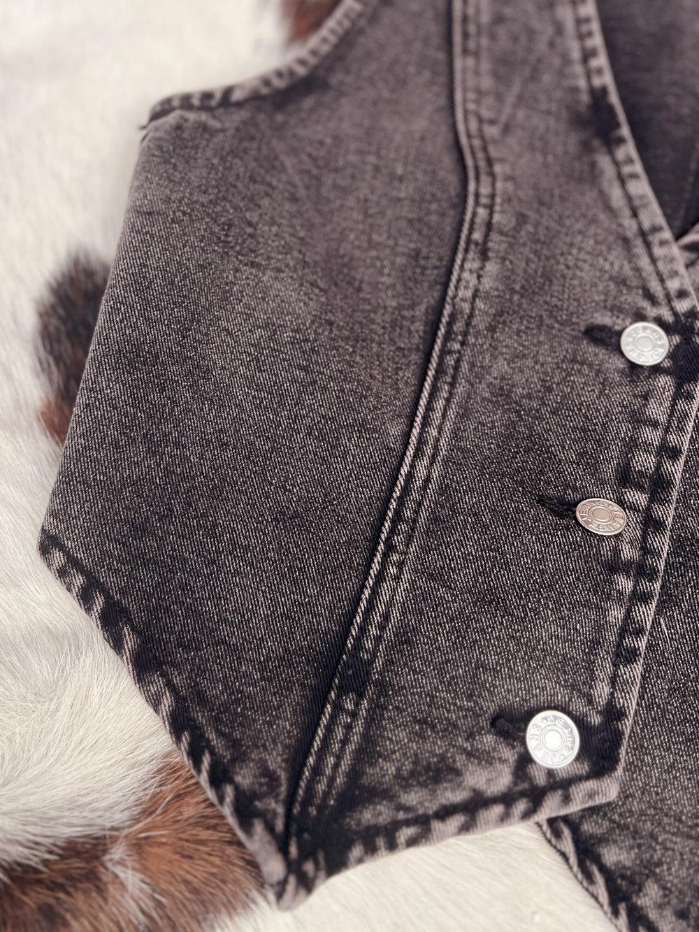 Denim Button Up Western Vest - 2 Colors Product Image