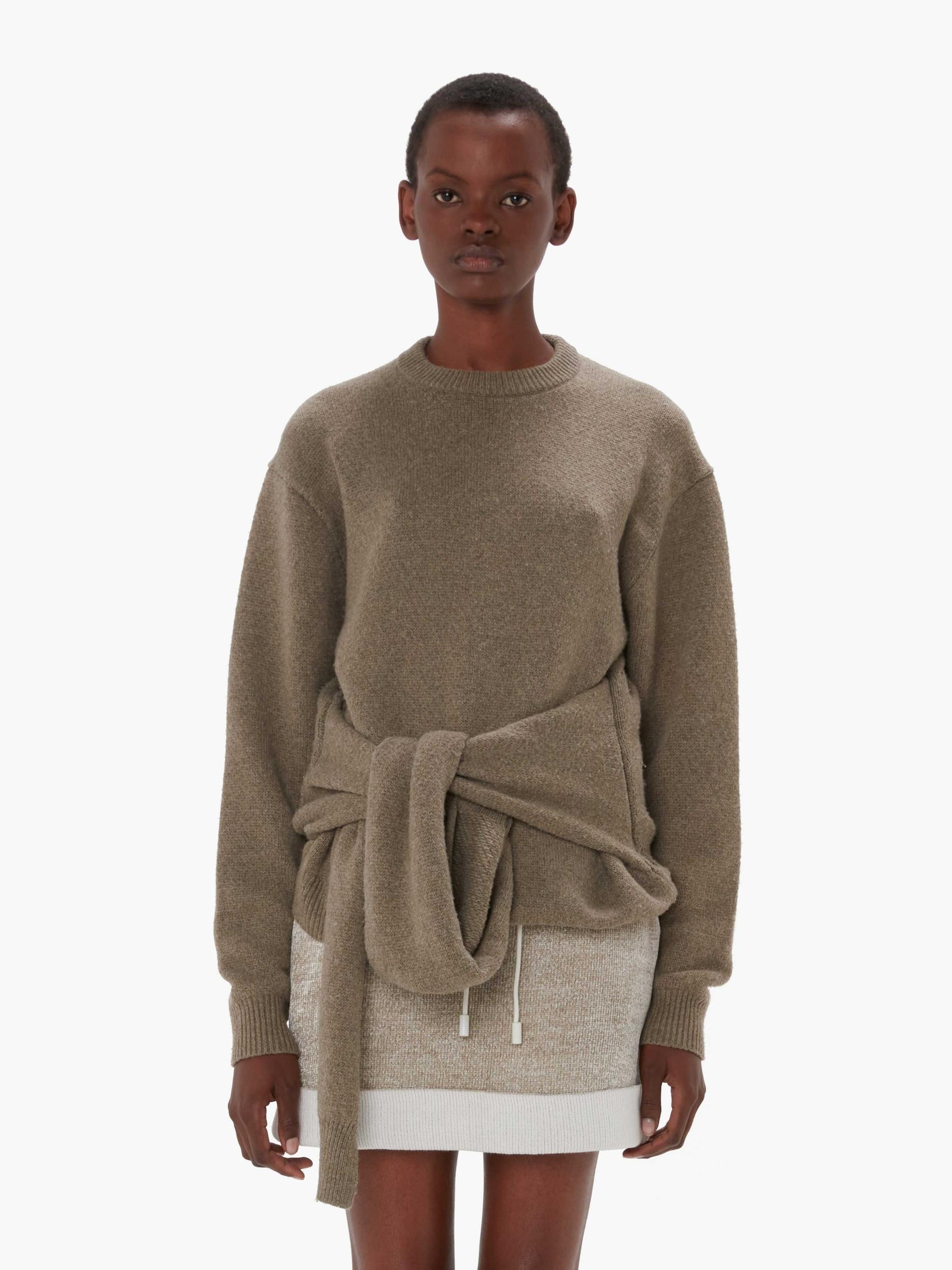 DRAPED TIE-FRONT SWEATER Product Image