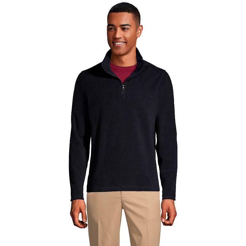 Men's Lands' End Lightweight Fleece Quarter Zip Pullover, Size: Medium, Black Product Image