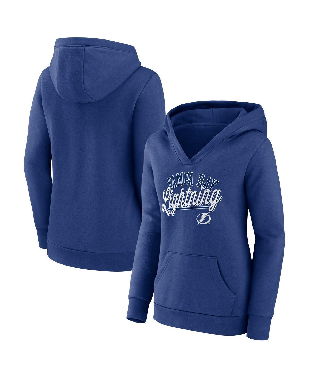 Womens Fanatics Branded Blue Tampa Bay Lightning Simplicity Crossover V-Neck Pullover Hoodie Product Image