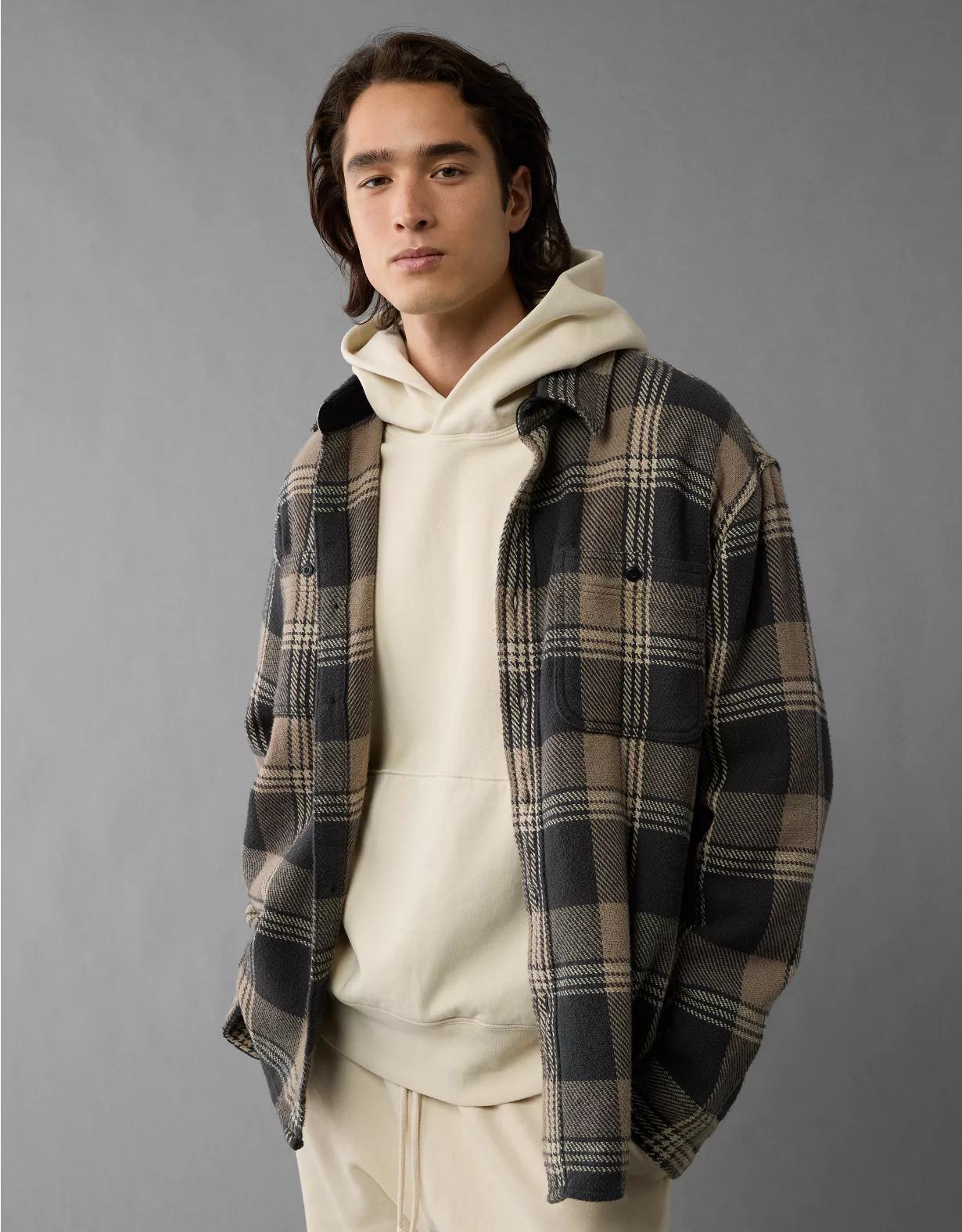 AE Textured Flannel Shirt Product Image