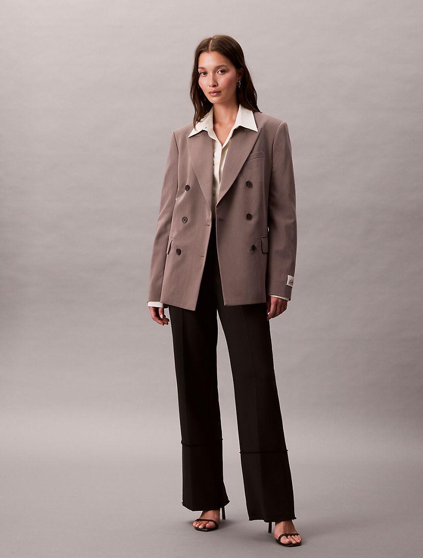 Double-Breasted Wool Gabardine Blend Blazer Product Image