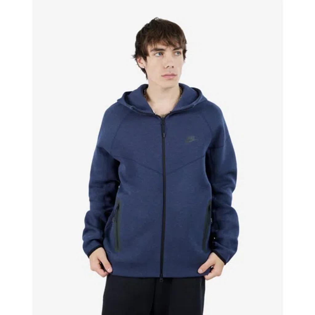 NIKE Men's Lightweight Hooded Zip Sweatshirt Tech Fleece Full-zip Windrunner Hoodie Obsidian Heather/blac In Obsidian Heather/black Product Image