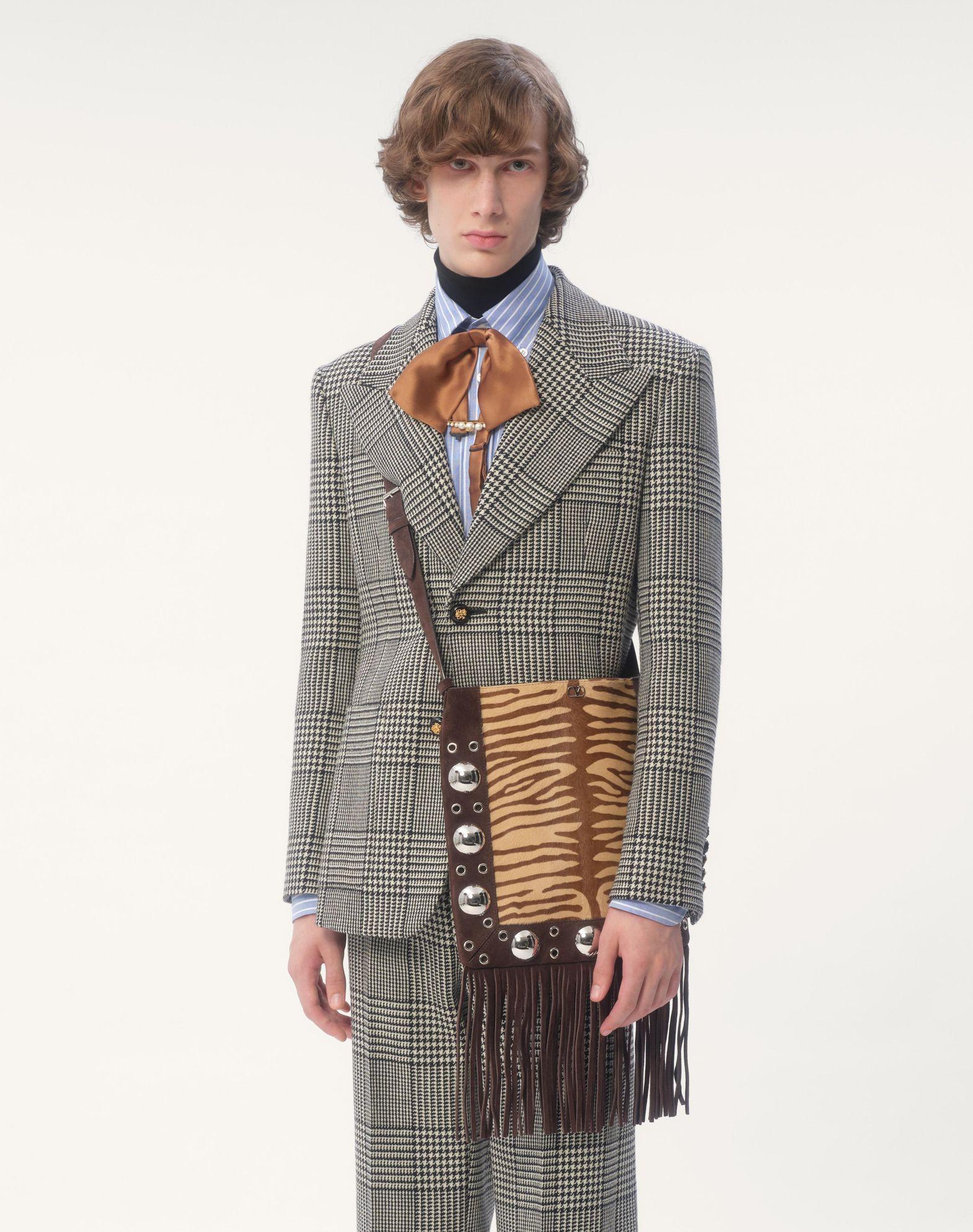 Single-Breasted Wool Jacket With Check Pattern On Houndstooth Product Image