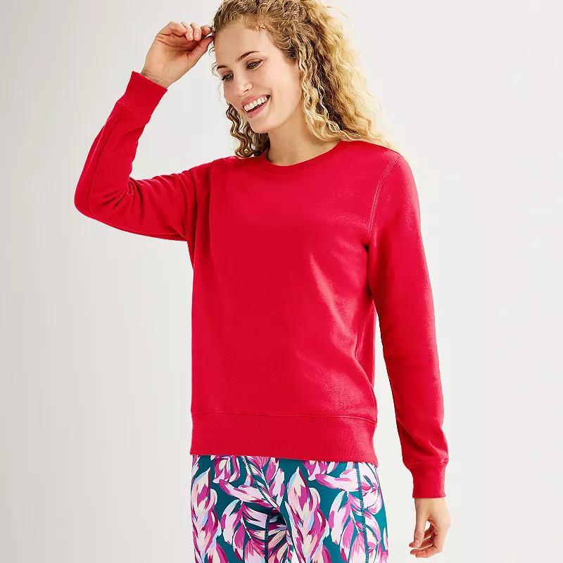 Petite Tek Gear Ultrasoft Fleece Crewneck Pullover, Womens Pink Grigio Product Image