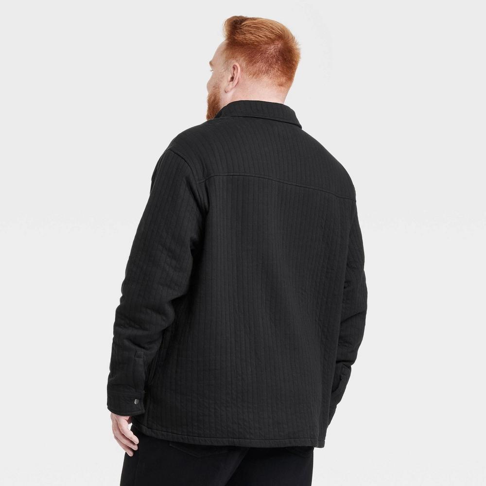 Mens Big & Tall Quilted Knit Shirt Jacket - Goodfellow & Co Black XXLT Product Image