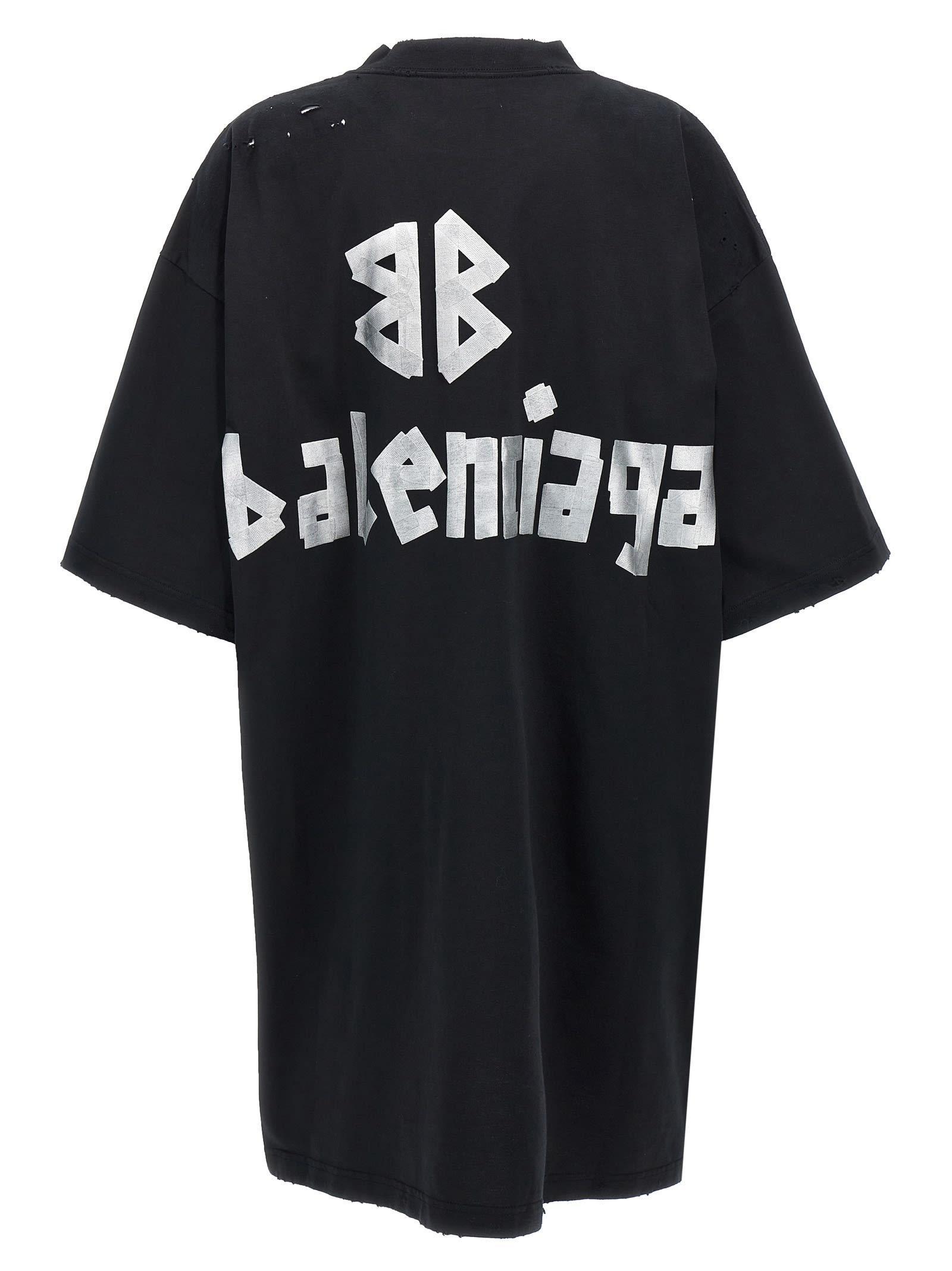 BALENCIAGA Double Front Faded Cotton Jersey T-shirt In Faded Black,silver Product Image