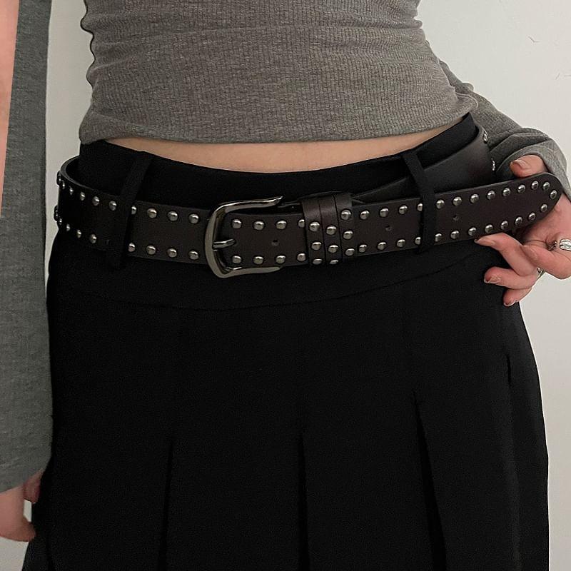 Studded Faux Leather Belt Product Image