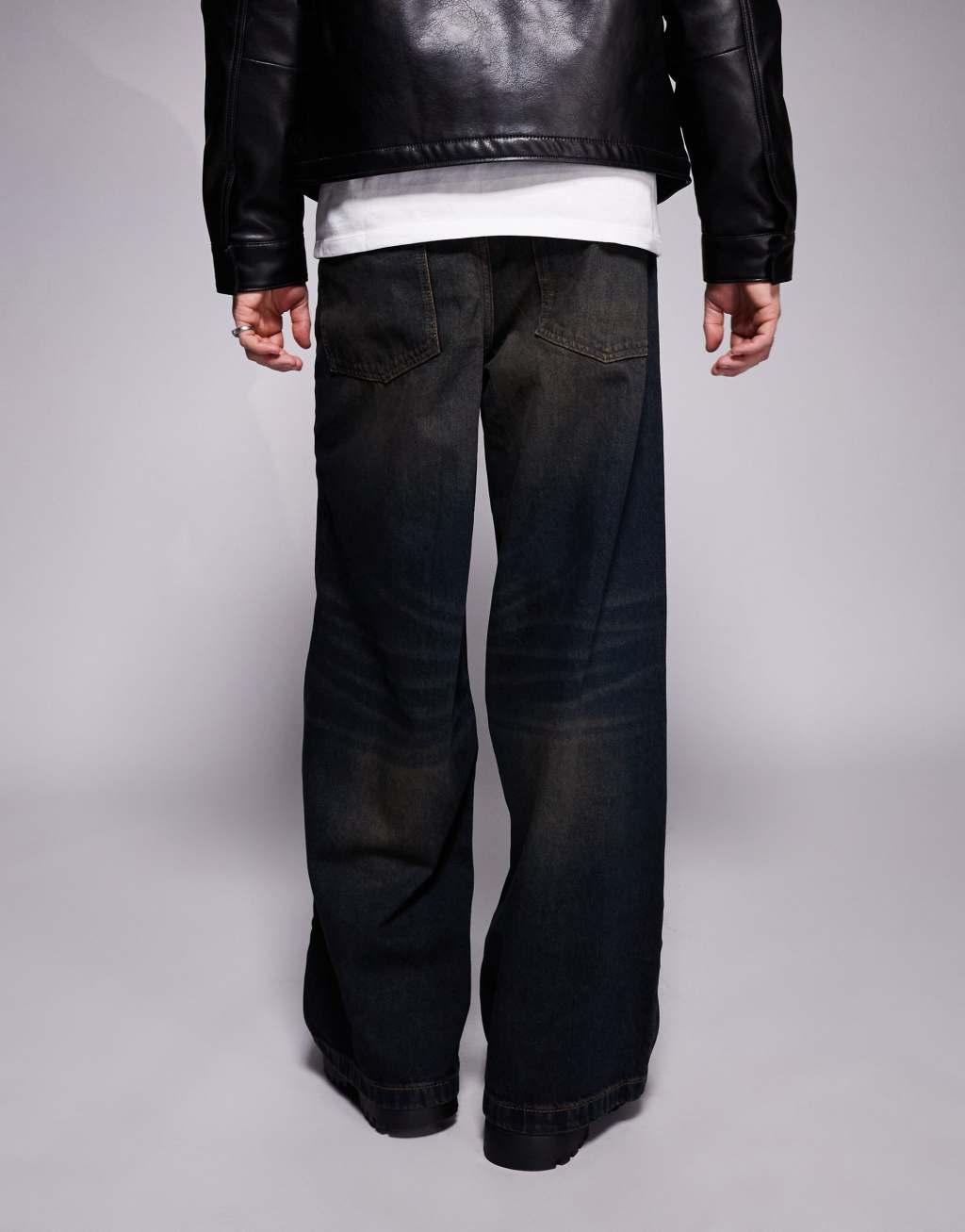 ASOS DESIGN super baggy fit jeans in black wash Product Image