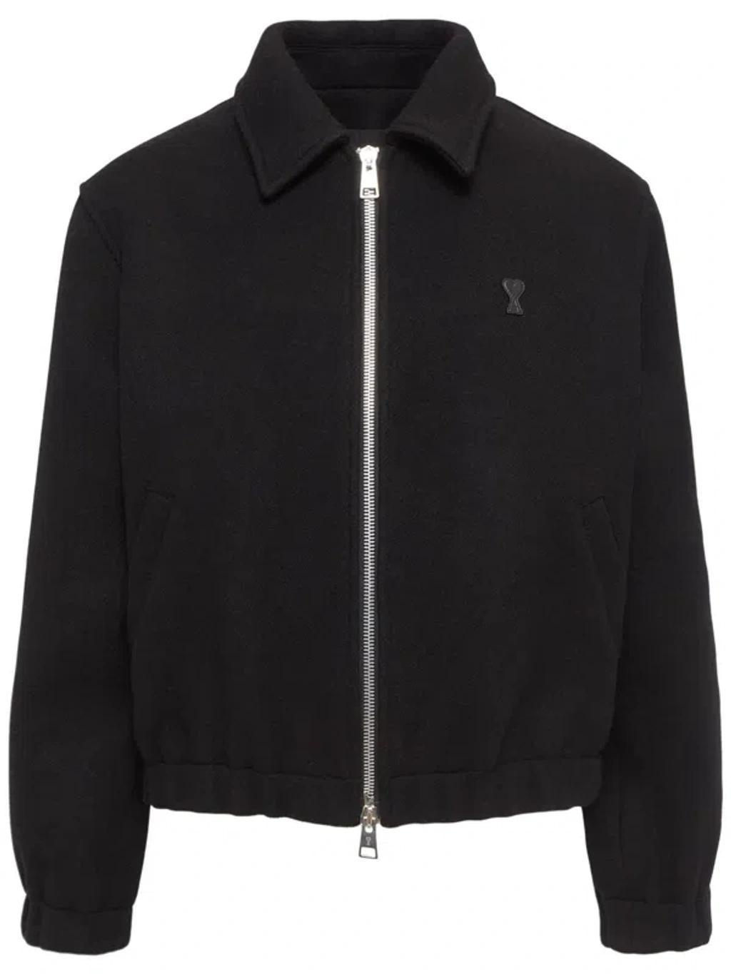 AMI ALEXANDRE MATTIUSSI Adc Zipped Wool Jacket In Black Product Image