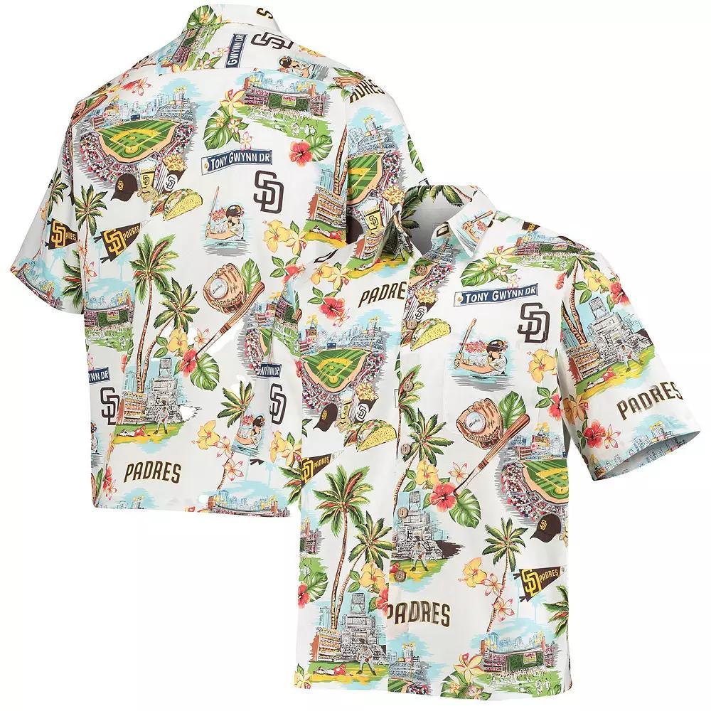 Men's Reyn Spooner White San Diego Padres Scenic Logo Button-Up Shirt, Size: Large Product Image