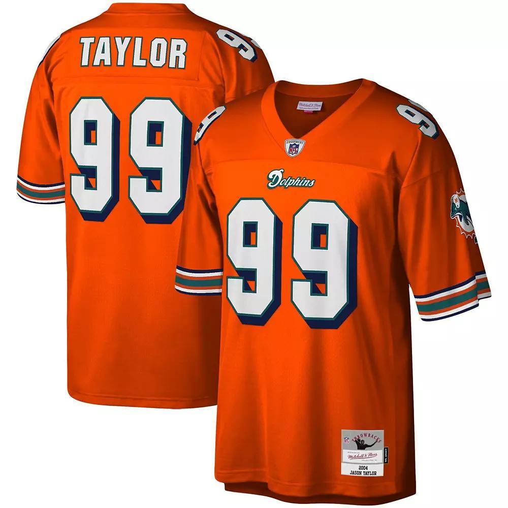 Men's Mitchell & Ness Jason Taylor Orange Miami Dolphins Big & Tall 2004 Retired Player Replica Jersey, Size: 6XB Product Image