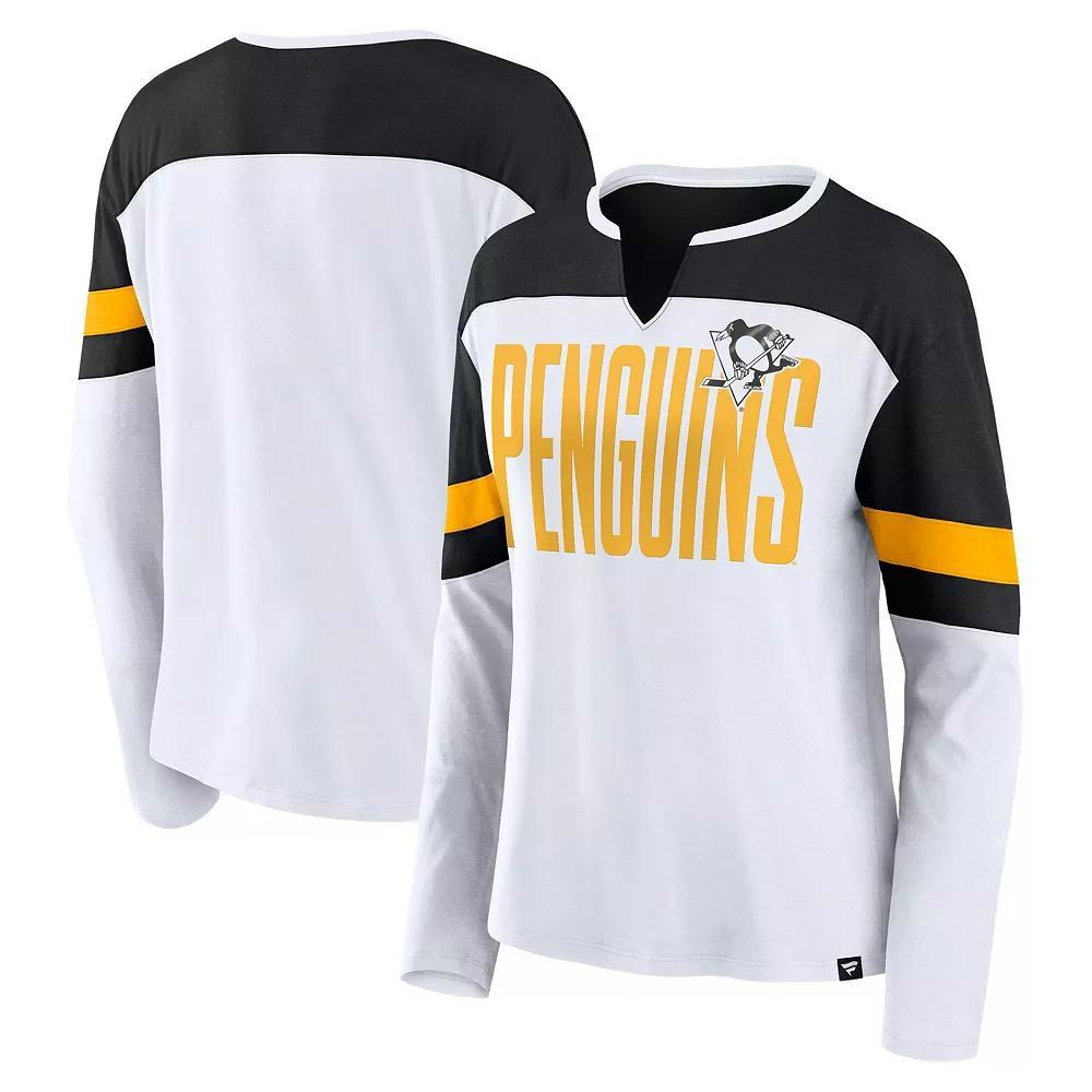 Women's Fanatics White Pittsburgh Penguins Frozen Long Sleeve Notch Neck T-Shirt, Size: 2XL Product Image