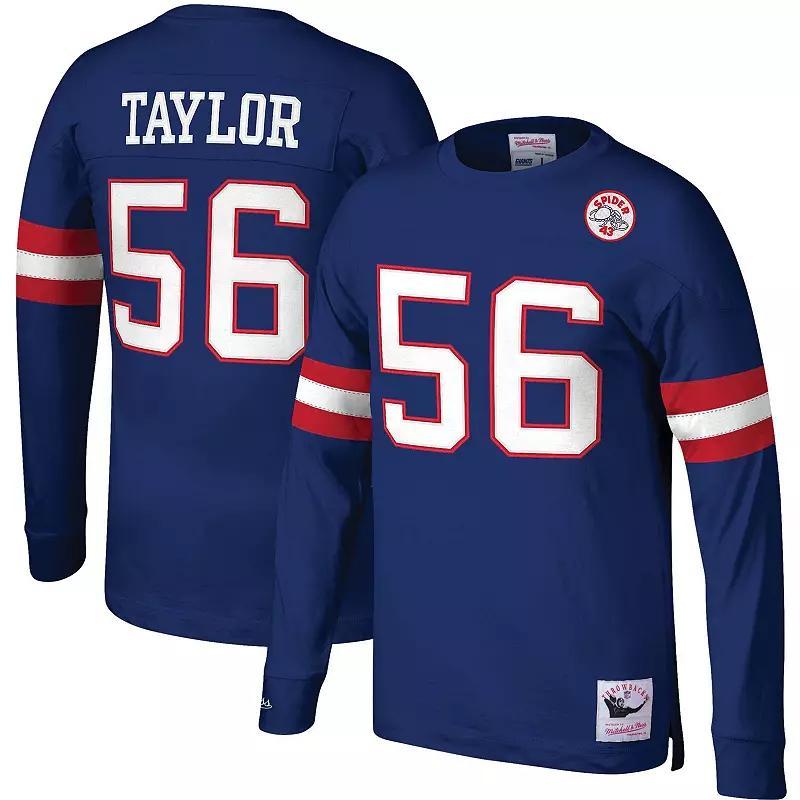 Men's Mitchell & Ness Lawrence Taylor Royal New York Giants Big & Tall Cut & Sew Player Name & Number Long Sleeve T-Shirt,  Product Image