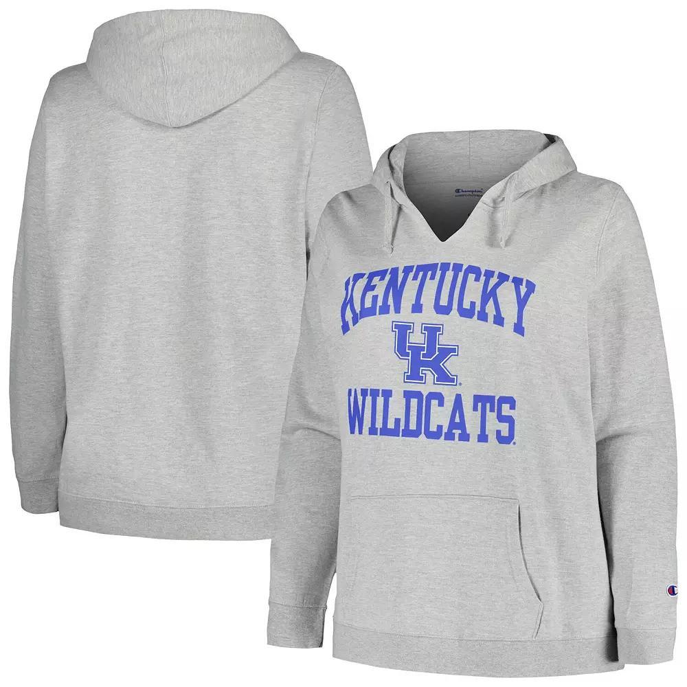 Women's Champion Heather Gray Kentucky Wildcats Plus Size Heart & Soul Notch Neck Pullover, Size: 1XL, Grey Product Image