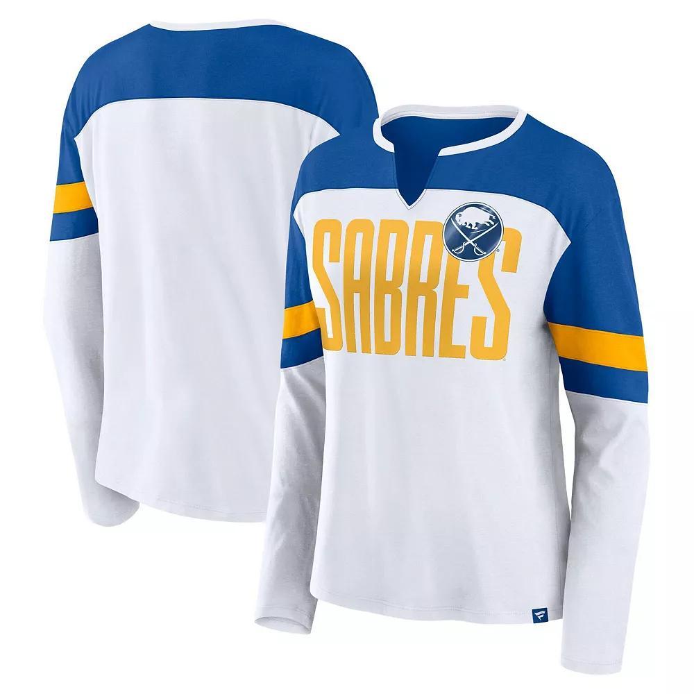 Women's Fanatics White Buffalo Sabres Frozen Long Sleeve Notch Neck T-Shirt, Size: Large Product Image