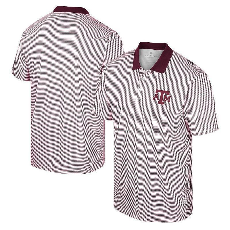 Men's Colosseum White/Maroon Texas A&M Aggies Print Stripe Polo,  Product Image