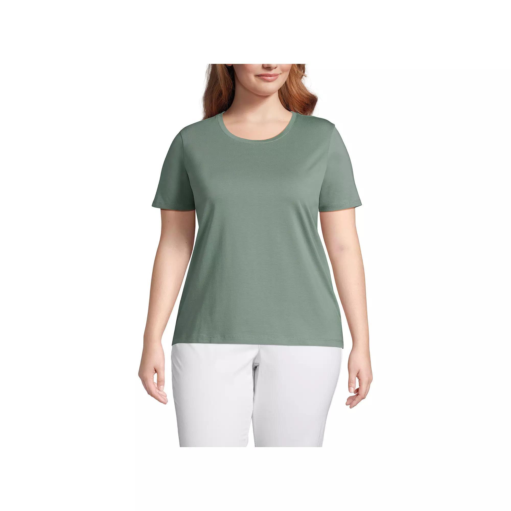 Plus Size Lands' End Relaxed Supima Cotton Crewneck Tee, Women's, Size: 1XL, Pale Yellow Product Image