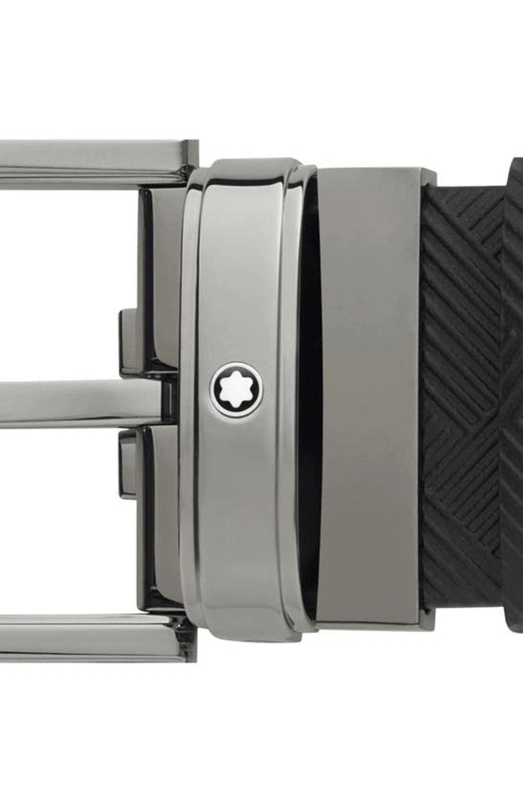 MONTBLANC Men's Branded Buckle Cut-to-size Leather Belt In Black Product Image