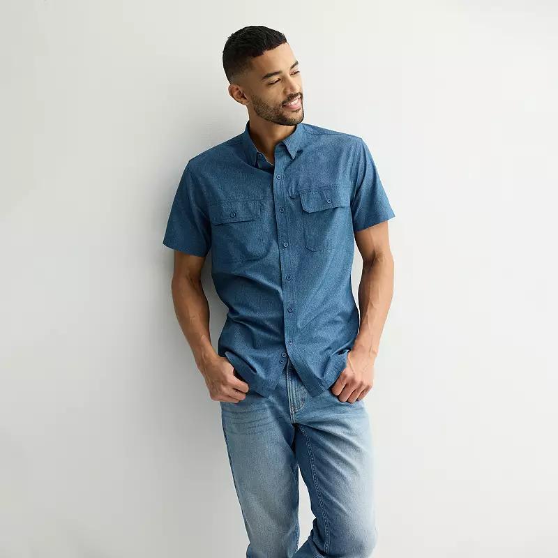 Men's Sonoma Goods For Life® Outdoor Short Sleeve Button-Down Shirt, Size: XL, Sargasso Product Image