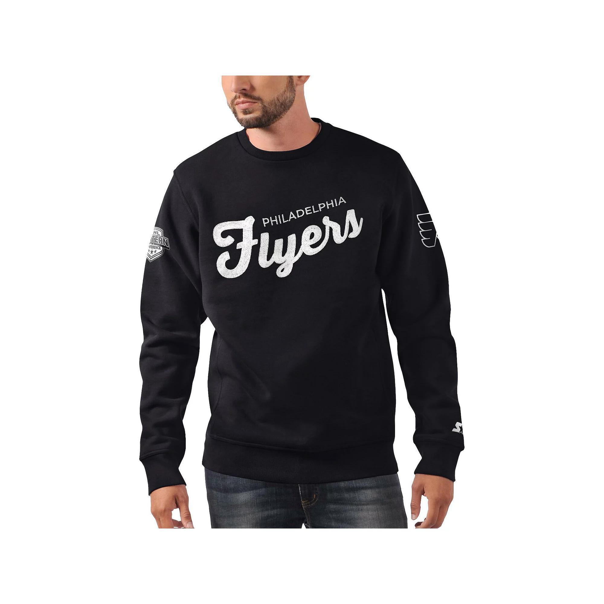 Men's Starter x NHL Black Ice Black Philadelphia Flyers Cross Check Pullover Sweatshirt,  Product Image