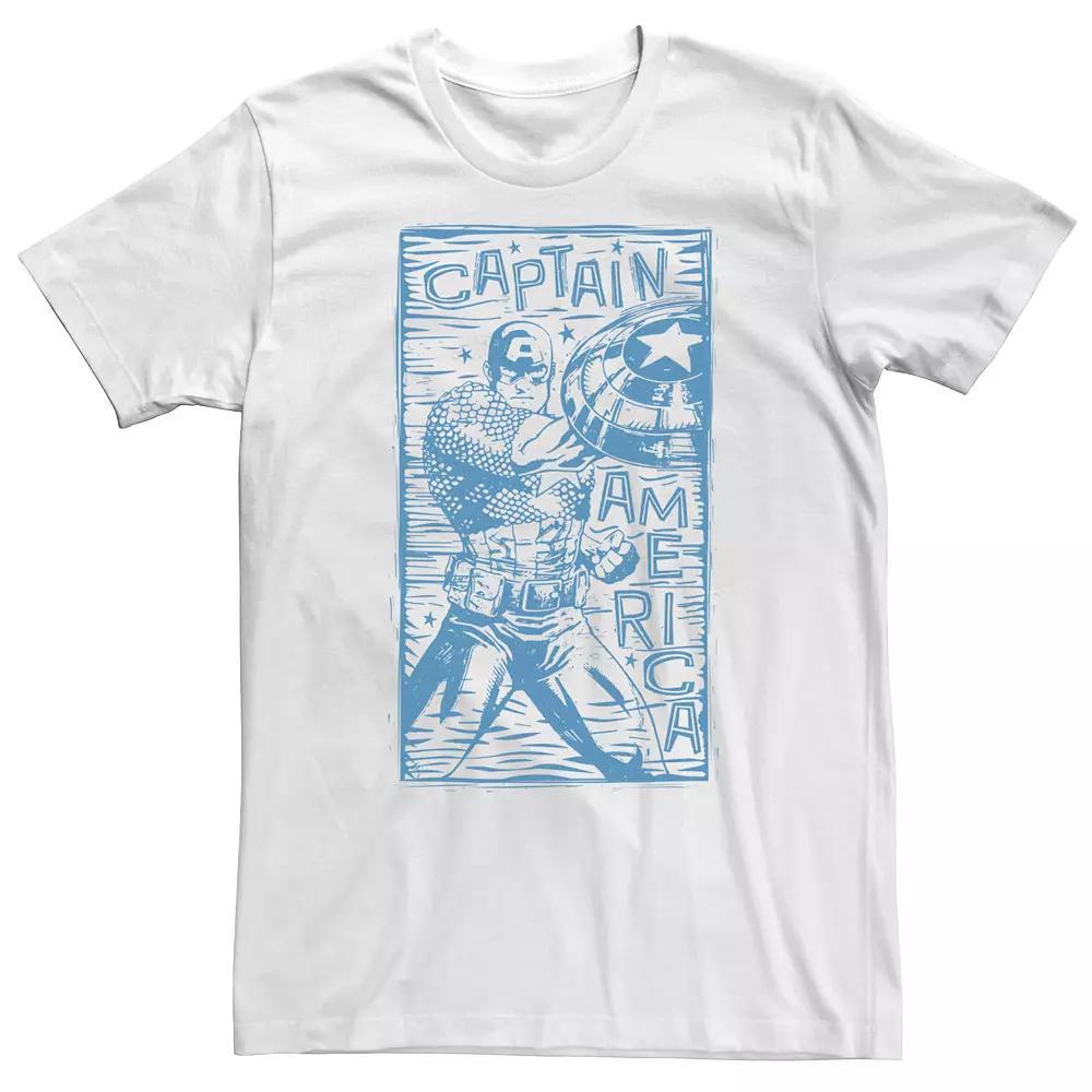 Big & Tall Marvel Captain America Woodcut Blue Portrait Tee, Men's,  Product Image