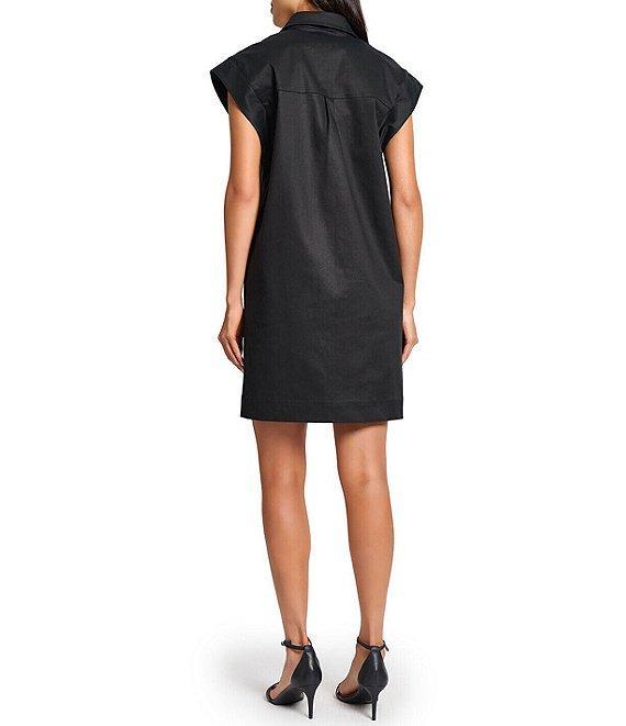 Ming Wang x Tanya Foster Cotton Blend Utility Cap Sleeve Shift Dress Product Image