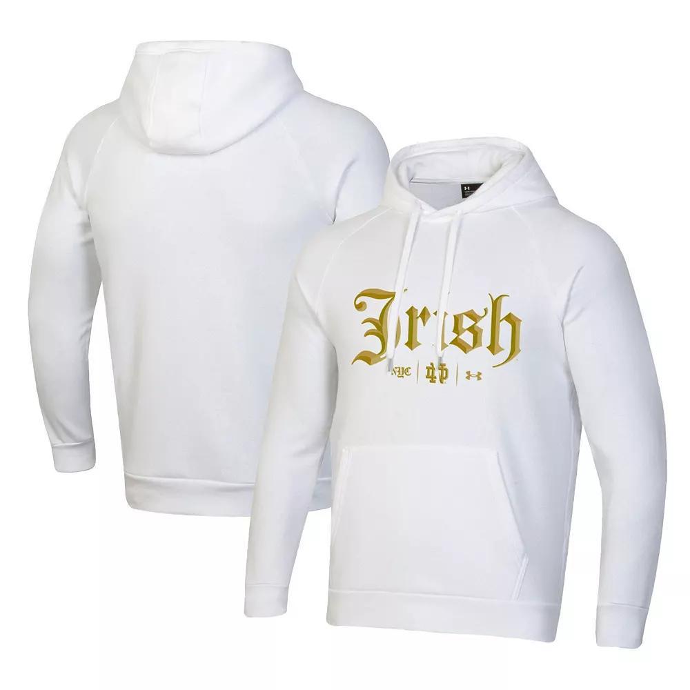 Men's Under Armour White Notre Dame Fighting Irish 2024 Shamrock Series Rival Fleece Pullover Hoodie,  Product Image