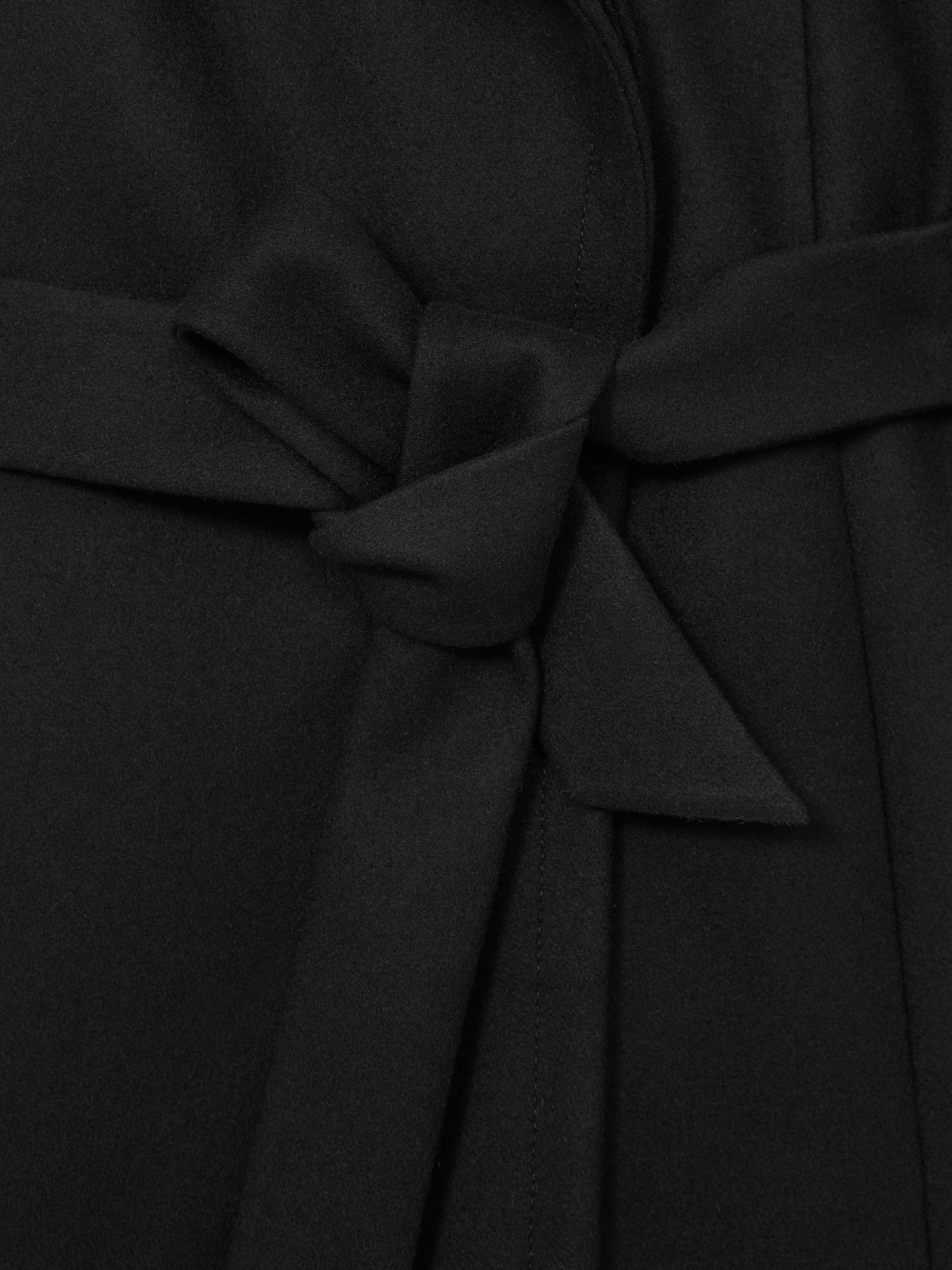 Wool-Blend Double-Lapel Belted Coat With Cashmere in Black Product Image