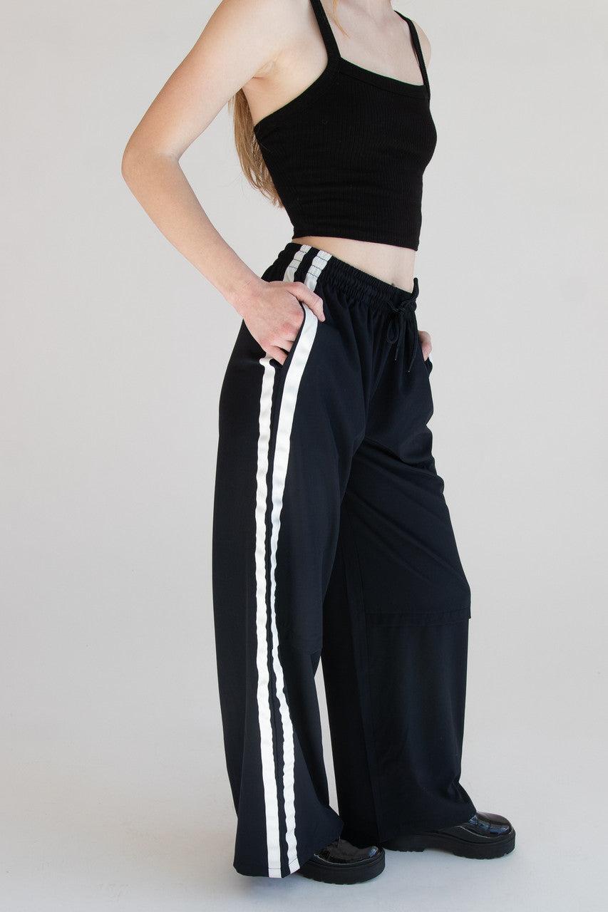 Wide Leg Side Stripe Track Pants Product Image