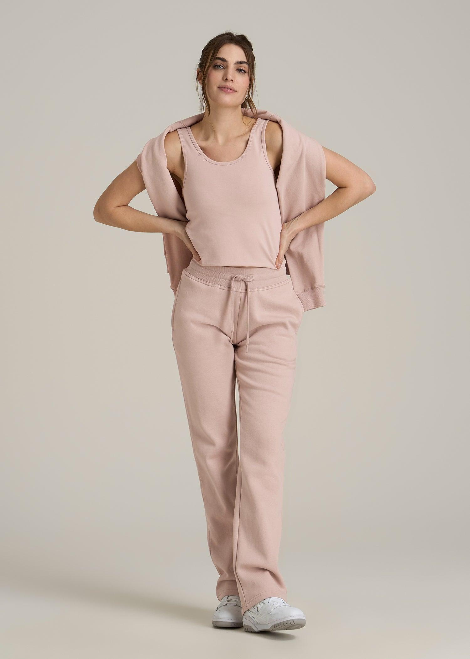 Wearever Fleece Open-Bottom Sweatpants for Tall Women in Desert Rose Female Product Image