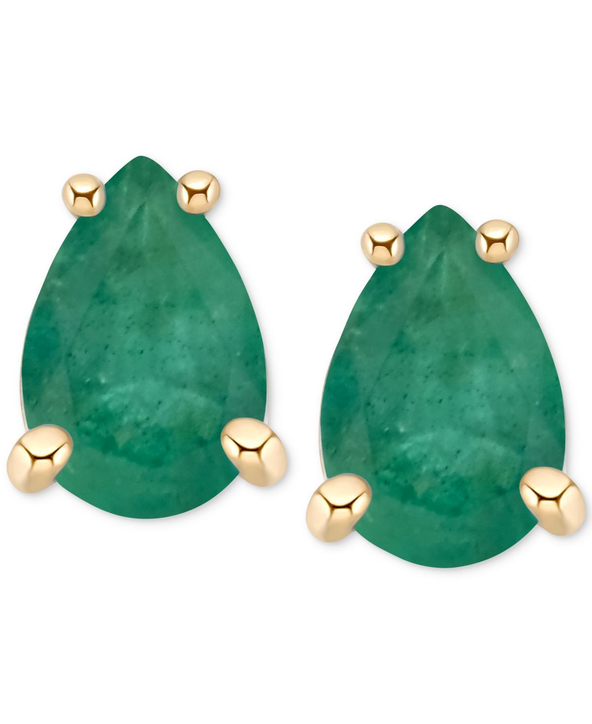 Celebration Gems 14k Gold Pear Shaped Emerald Stud Earrings, Womens Product Image