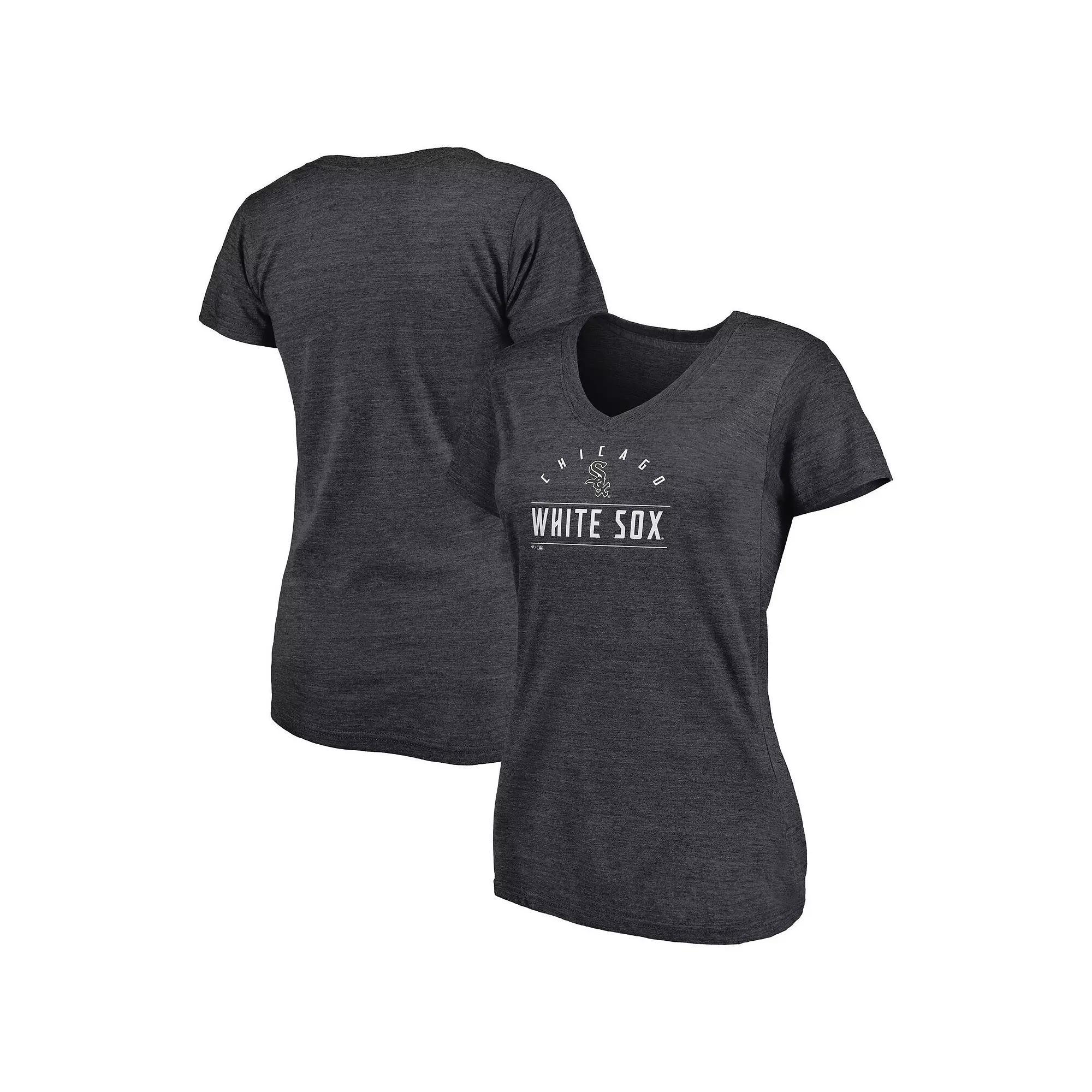 Women's Fanatics Branded Heather Charcoal Chicago White Sox League Leader V-Neck T-Shirt,  Product Image