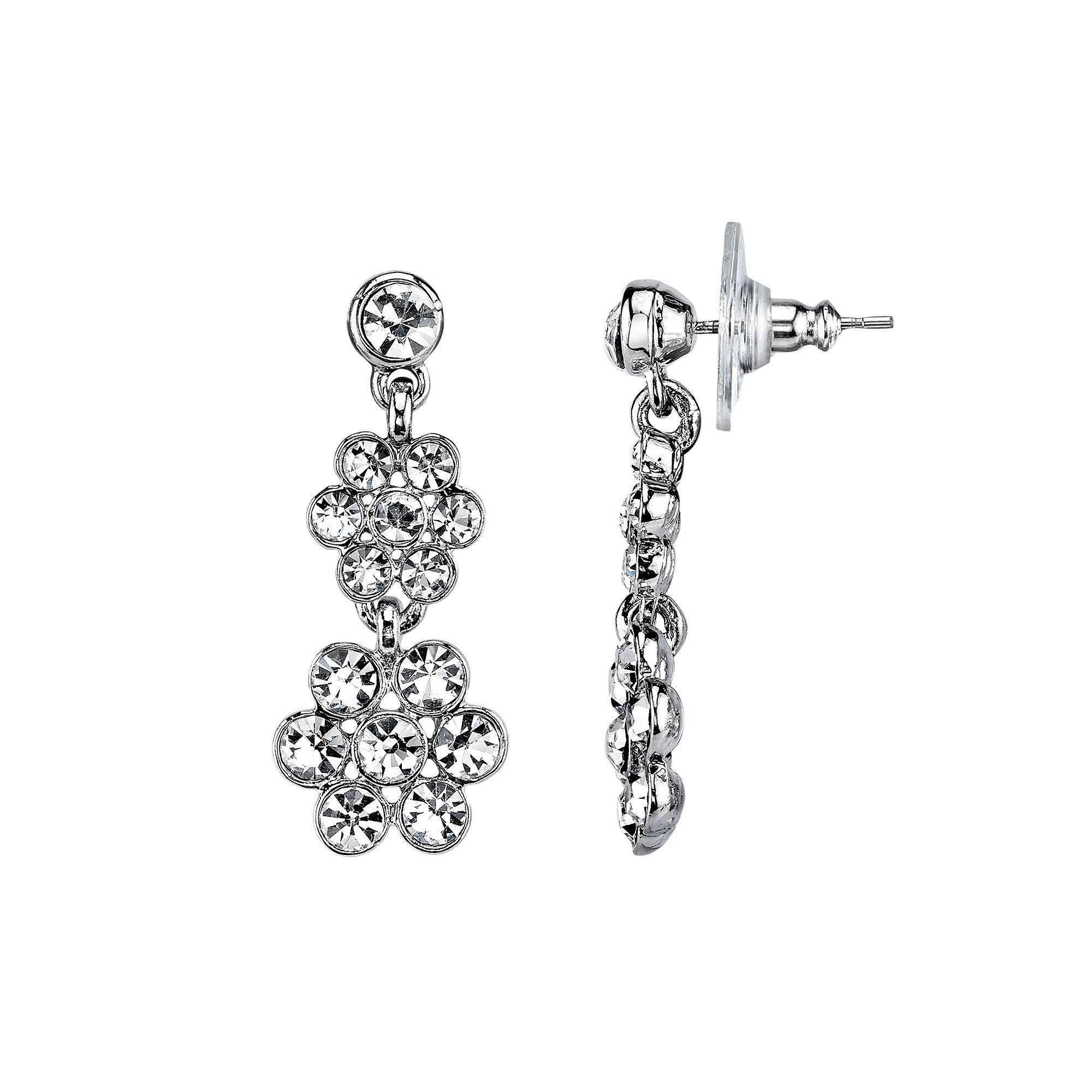 1928 Flower Drop Earrings, Womens, White Product Image